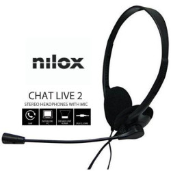 (NXCM0000004) NILOX AURICULARES MICRÓFONO CHAT LIVE 2 C/ CABLE JACK 3.5MM NEGRO