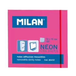(85432) MILAN BLOC NOTAS ADHESIVAS REMOVIBLES 100H 76X76 ROSA FLUORESCENTE