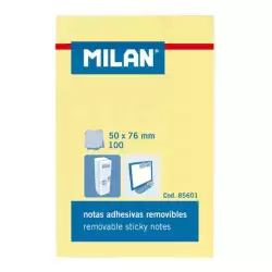 (85601) MILAN BLOC NOTAS ADHESIVAS REMOVIBLES 100H 50X76 AMARILLO CLARO
