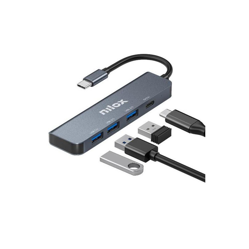 (NXHUBUSBC04) NILOX HUB 4 PUERTOS USB-C A 3XUSB 3.0 X 1XUSBC