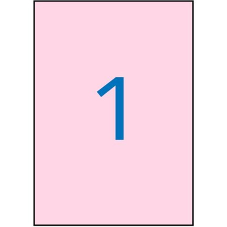 (11846) APLI ETIQUETAS ADHESIVAS 210X297MM INKJET/LÁSER C/RECTOS 1 X 20H ROSA PASTEL