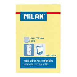 (85601) MILAN BLOC NOTAS ADHESIVAS REMOVIBLES 100H 50X76 AMARILLO CLARO