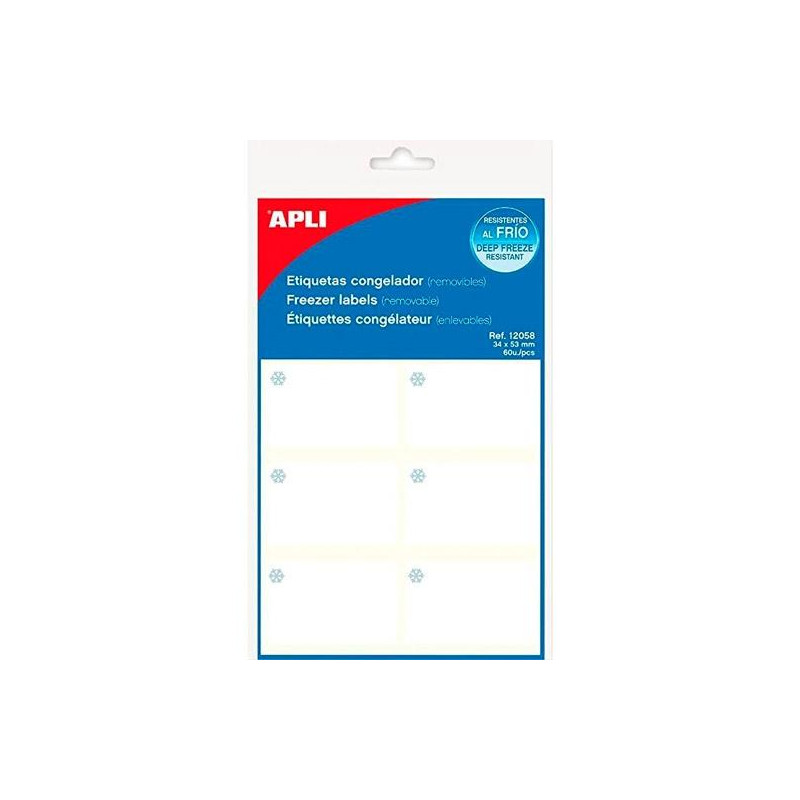 (12058) APLI ETIQUETAS ADHESIVAS PARA CONGELADOR 34X53MM ESCRITURA MANUAL C/ROMOS 10H BLANCO
