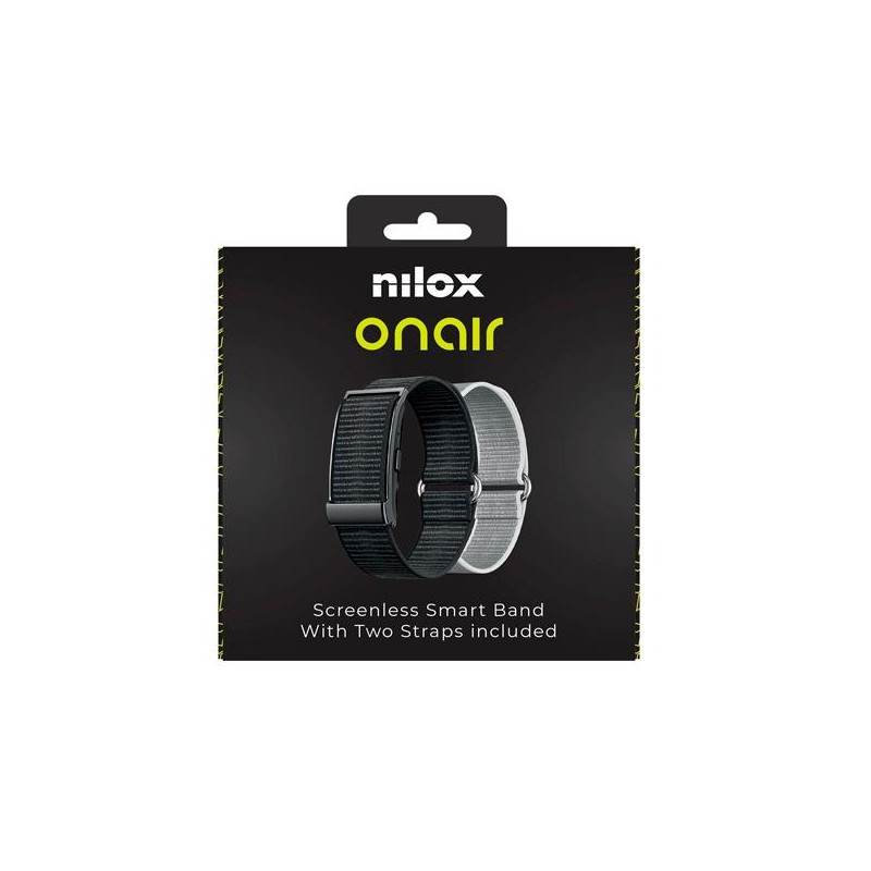 (NXSWONAIRBK) NILOX PULSERA INTELIGENTE SIN PANTALLA BLUETOOTH INCLUYE DOS PULSERAS NEGRO Y PLATA