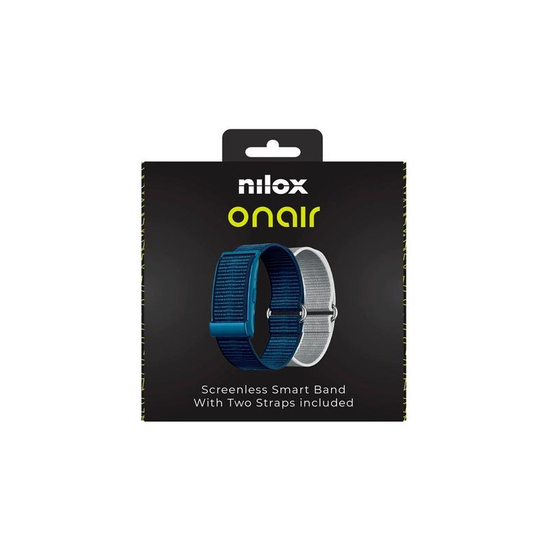 (NXSWONAIRBL) NILOX PULSERA INTELIGENTE SIN PANTALLA BLUETOOTH INCLUYE DOS PULSERAS AZUL Y PLATA