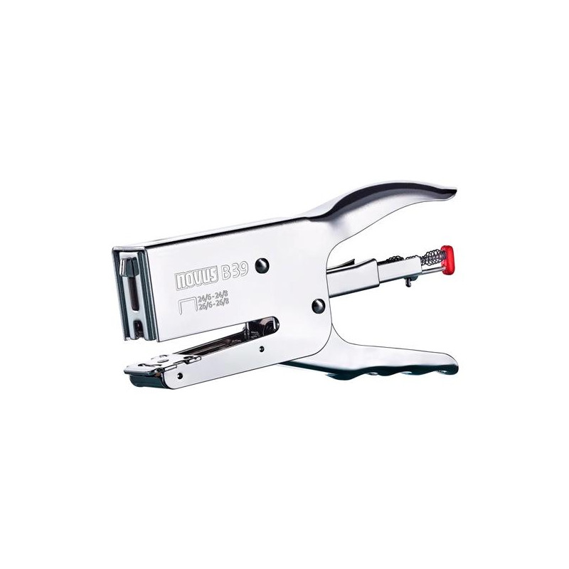 (021-0094) NOVUS GRAPADORA DE TENAZA B 39 ERGONÓMICA METAL CROMADO PLATA