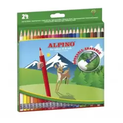 (AL013658) ALPINO LÁPICES DE COLORES BORRABLES 177MM C/SURTIDOS ESTUCHE 24 UD