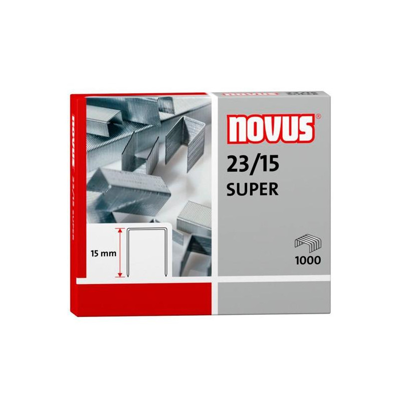 (042-0044) NOVUS GRAPAS SUPER 23/15 PARA GRAPADORAS DE GRUESOS CAJA 1000 UD
