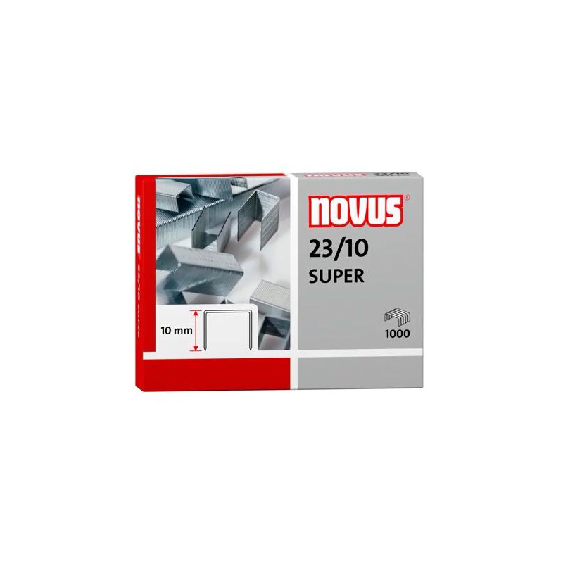 (042-0531) NOVUS GRAPAS 23/10 SUPER PARA GRAPADORAS DE GRUESOS CAJA 1000 UD