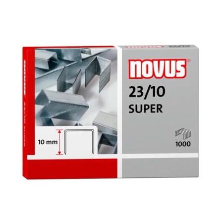(042-0531) NOVUS GRAPAS 23/10 SUPER PARA GRAPADORAS DE GRUESOS CAJA 1000 UD