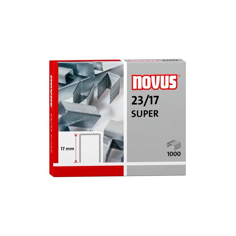 (042-0045) NOVUS GRAPAS 23/17 SUPER PARA GRAPADORAS DE GRUESOS CAJA 1000 UD
