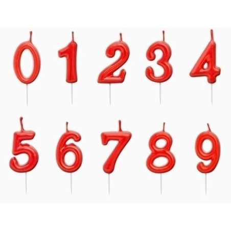 (121-1332) OH YEAH VELA 5CM NÚMERO 7 ROJO