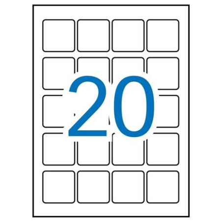 (12847) APLI ETIQUETAS ADHESIVAS 45X45MM INKJET/LÁSER C/ROMOS 20 X 20H POLIÉSTER BLANCO