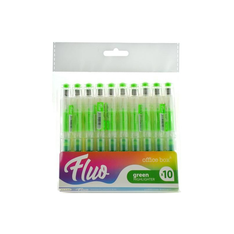 (FL136) OFFICE BOX MARCADOR FLUORESCENTE FLUO RECARGABLE VERDE PACK 10 UD