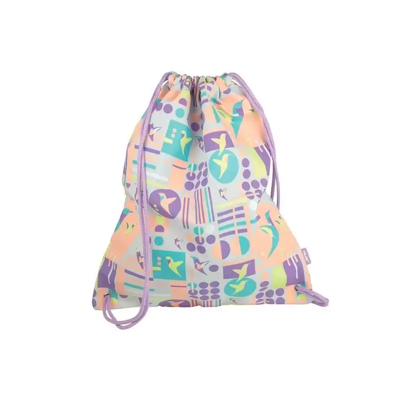 (08420SCL) MILAN SACO PORTATODO CON TIRAS GRANDE SUGAR COLIBRÍ PASTEL ROSA/GRIS