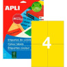 (12991) APLI ETIQUETAS ADHESIVAS 105X148MM INKJET/LÁSER C/RECTOS 4 X 20H AMARILLO