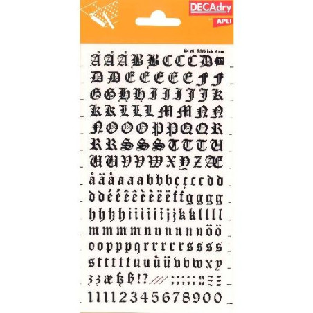 (DD17F) APLI LETRAS Y NÚMEROS TRANSFERIBLES 8MM 199 CARACTERES NEGRO