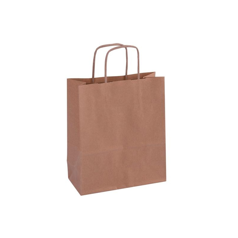 (101852) APLI BOLSA CON ASAS PAPEL KRAFT 18X8X21CM MARRÓN -50U-