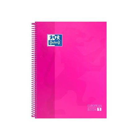 (100430270) OXFORD CUADERNO CLASSIC EUROPEANBOOK 1 WRITE&ERASE 80H A4+ 5X5MM MICROPERFORADO T/EXTRADURA FUCSIA