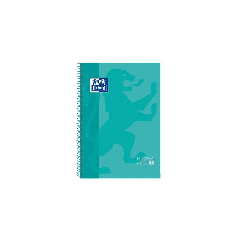 (400040983) OXFORD CUADERNO CLASSIC EUROPEANBOOK 1 MICROPERFORADO 80H A4+ 5X5 T/EXTRADURAS BANDA COLOR VERDE MENTA