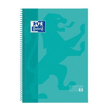(400040983) OXFORD CUADERNO CLASSIC EUROPEANBOOK 1 MICROPERFORADO 80H A4+ 5X5 T/EXTRADURAS BANDA COLOR VERDE MENTA