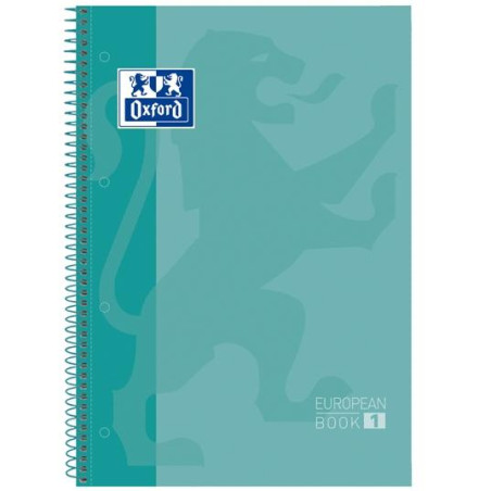 (400078125) OXFORD CUADERNO CLASSIC EUROPEANBOOK 1 WRITE&ERASE 80H A4+ 1 LINEA MICROPERFORADO T/EXTRADURA PACK 5 UD ICE MINT