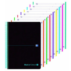 (400088489) OXFORD CUADERNO BLACK N´COLOURS EUROPEANBOOK 8 MICROPERFORADO 160H A4+ 5X5 T/PLÁSTICO NEGRO