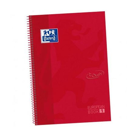 (400106997) OXFORD CUADERNO TOUCH EUROPEANBOOK 1 WRITE&ERASE 80H A4+ 5X5MM MICROPERFORADO TAPA EXTRADURA CARMÍN