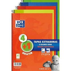(400122761) OXFORD CUADERNO ESPIRAL WRITE&ERASE 80H FOLIO 4X4MM C/MARGEN TAPA EXTRADURA PACK 4+1 UD C/SURTIDOS VIVOS