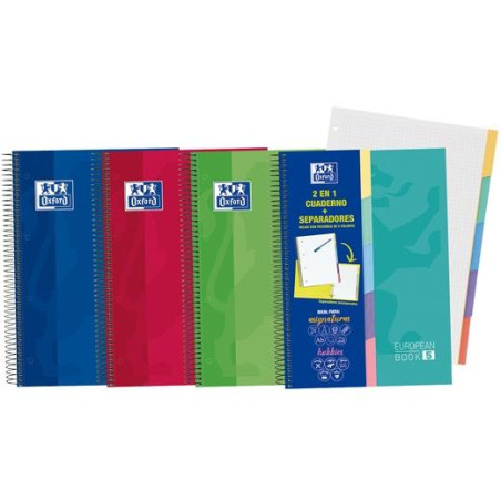 (400135621) OXFORD CUADERNO EUROPEANBOOK 5 SCHOOL 5 PESTAÑAS 100H A4+ 5X5 T/EXTRADURA C/SURTIDOS