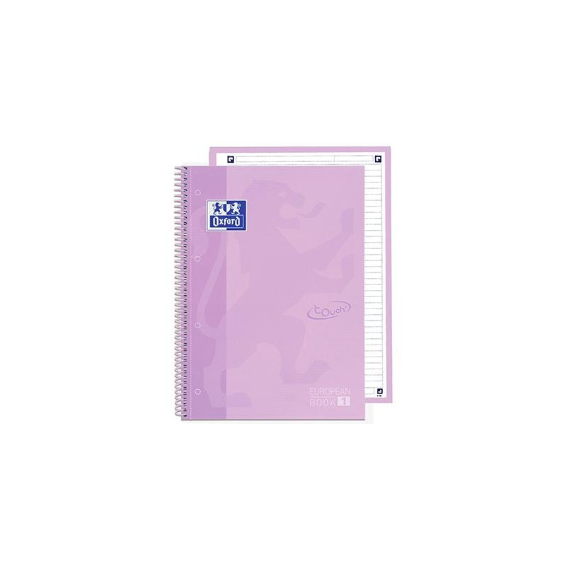 (400138325) OXFORD CUADERNO TOUCH EUROPEANBOOK 1 WRITE&ERASE 80H A4+ 1 LÍNEA MICROPERFORADO T/EXTRADURA PACK 5 UD LAVANDA PASTEL