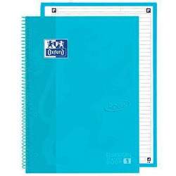 (400138327) OXFORD CUADERNO TOUCH EUROPEANBOOK 1 WRITE&ERASE 80H A4+ 1 LÍNEA MICROPERFORADO T/EXTRADURA PACK 5 UD AZUL PASTEL