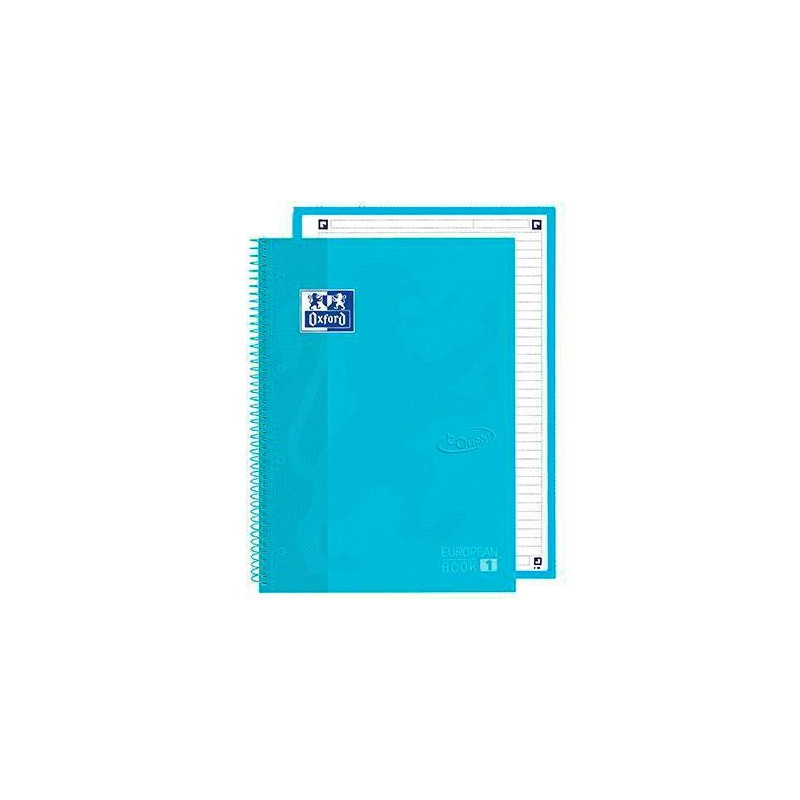 (400138327) OXFORD CUADERNO TOUCH EUROPEANBOOK 1 WRITE&ERASE 80H A4+ 1 LÍNEA MICROPERFORADO T/EXTRADURA PACK 5 UD AZUL PASTEL
