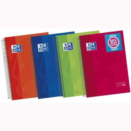 (400060750) OXFORD CUADERNO CLASSIC EUROPEANBOOK 5 WRITE&ERASE 120H A4+ 1 LÍNEA MICROPERFORADO T/EXTRADURA C/ VIVOS SURTIDOS