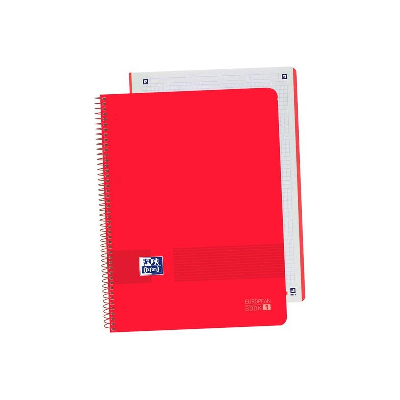 (400149359) OXFORD CUADERNO LIVE&GO EUROPEANBOOK 1 80H A4+ 5X5MM MICROPERFORADO T/PLÁSTICO PACK 5 UD ROJO