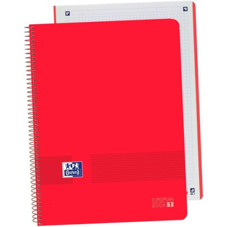 (400149359) OXFORD CUADERNO LIVE&GO EUROPEANBOOK 1 80H A4+ 5X5MM MICROPERFORADO T/PLÁSTICO PACK 5 UD ROJO