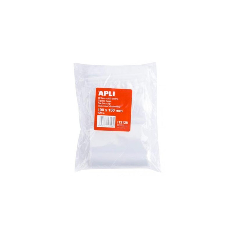 (13128) APLI BOLSAS AUTOCIERRE 100X150MM LDPE TRANSPARENTE PACK 100 UD