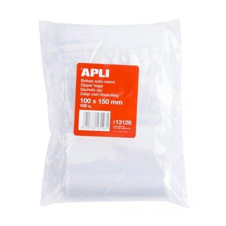 (13128) APLI BOLSAS AUTOCIERRE 100X150MM LDPE TRANSPARENTE PACK 100 UD