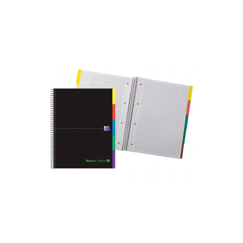(400088331) OXFORD CUADERNO EUROPEANBOOK 5 &YOU 100H A4+ 5X5 CON 5 PESTAÑAS TAPA EXTRADURA NEGRO