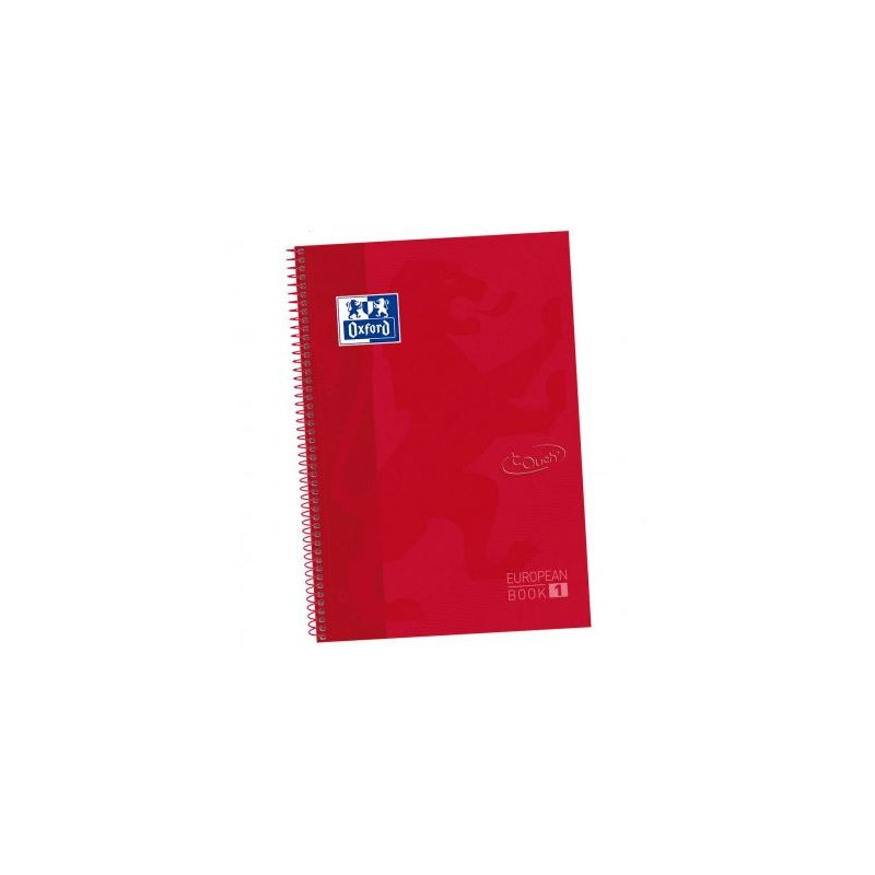 (400106997) OXFORD CUADERNO TOUCH EUROPEANBOOK 1 WRITE&ERASE 80H A4+ 5X5MM MICROPERFORADO TAPA EXTRADURA CARMÍN