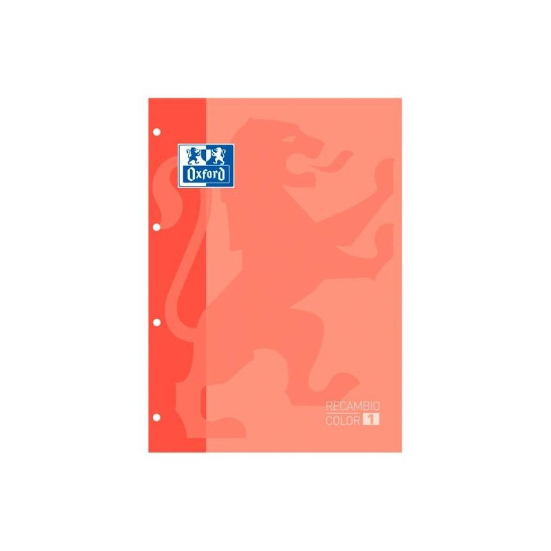 (400121584) OXFORD RECAMBIO CLASSIC 80H A4 ENCOLADO 90GR 5X5MM 4 TALADROS 1 BANDA COLOR MELOCOTÓN -5U-