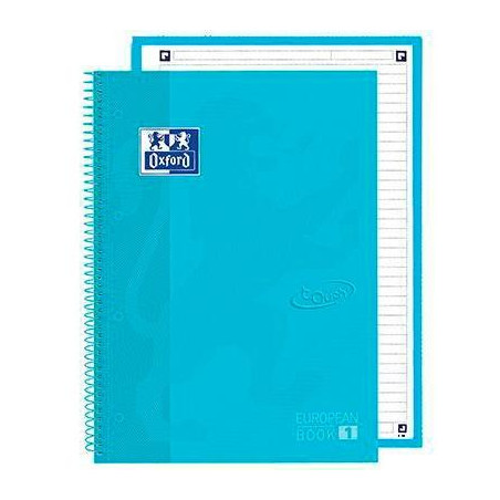 (400138327) OXFORD CUADERNO TOUCH EUROPEANBOOK 1 WRITE&ERASE 80H A4+ 1 LÍNEA MICROPERFORADO T/EXTRADURA PACK 5 UD AZUL PASTEL