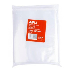 (13131) APLI BOLSAS AUTOCIERRE 180X250MM LDPE TRANSPARENTE PACK 100 UD