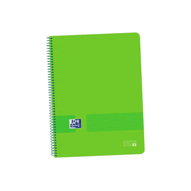 (400149421) OXFORD CUADERNO LIVE&GO EUROPEANBOOK 1 80H A4+ 5X5MM MICROPERFORADO T/PLÁSTICO PACK 5 UD VERDE