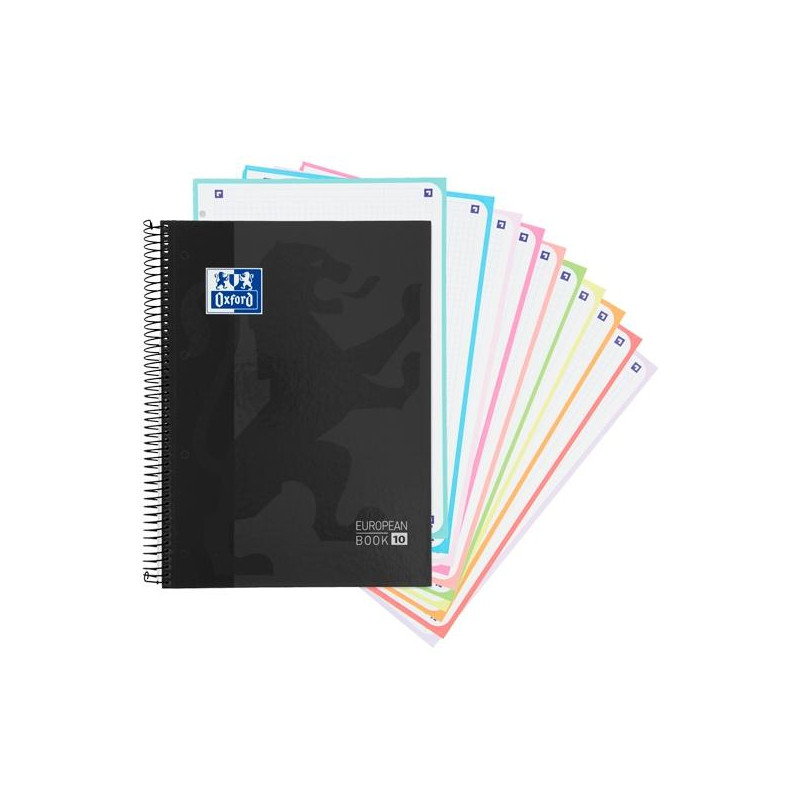 (400172360) OXFORD CUADERNO EUROPEANBOOK 10 SCHOOL CLASSIC A4+ 150H 5X5MM T/EXTRADURA NEGRO