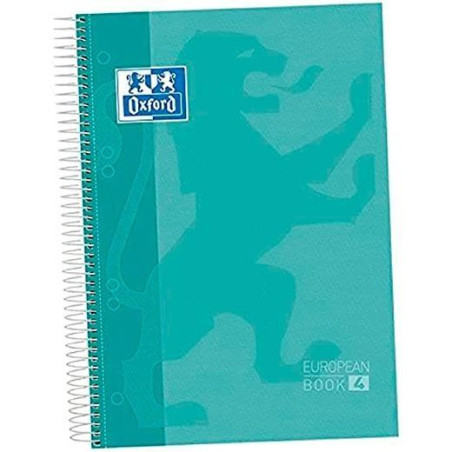 (400151429) OXFORD CUADERNO CLASSIC EUROPEANBOOK 5 MICROPERFORADO 120H (50% GRATIS) A4+ 5X5 TAPA EXTRADURA ICE MINT