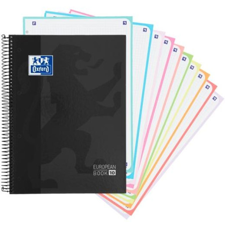 (400172360) OXFORD CUADERNO EUROPEANBOOK 10 SCHOOL CLASSIC A4+ 150H 5X5MM T/EXTRADURA NEGRO