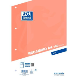(400173742) OXFORD RECAMBIO CLASSIC 100H A4 SUELTAS 90GR LISO 4 TALADROS NARANJA