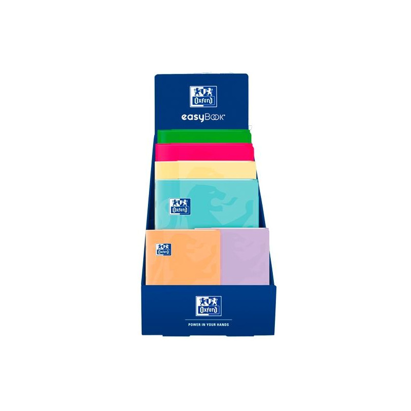 (400177822) OXFORD LIBRETAS GRAPADAS EASYBOOK A4/A5 TAPA PLÁSTICO C/SURTIDOS PASTEL/VIVOS EXPOSITOR 40 UD