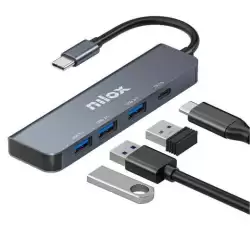 (NXHUBUSBC04) NILOX HUB 4 PUERTOS USB-C A 3XUSB 3.0 X 1XUSBC